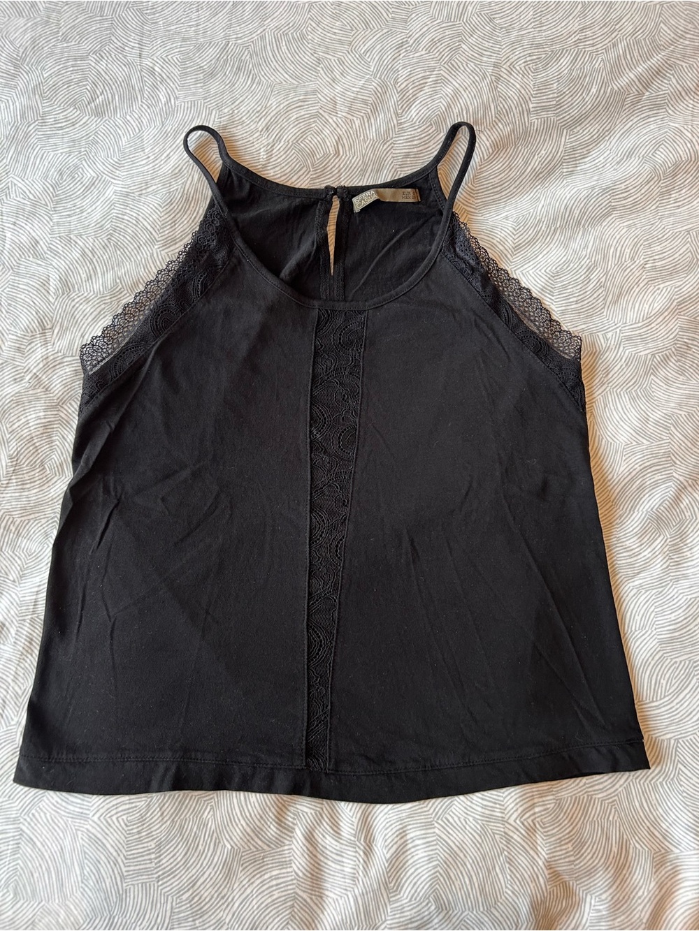Sfera Casual Black Tank Top with Lace